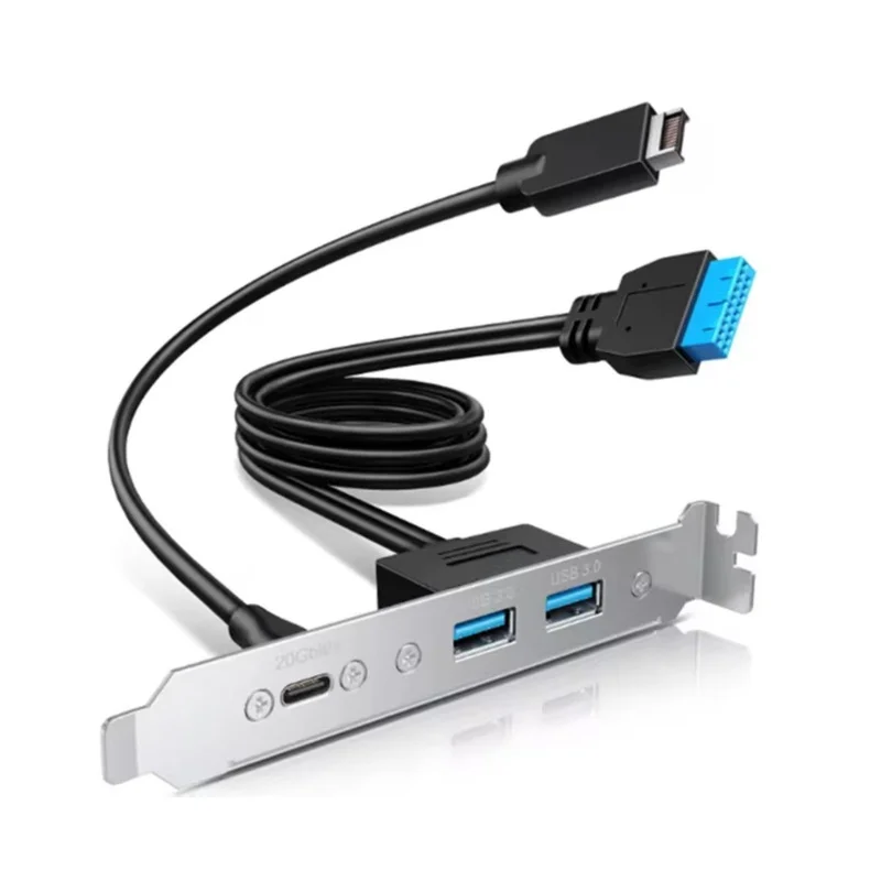 Z  for PCI 50cm USB3.2 Gen2x2 USB-C /20Pin TO 2 USB 3.0 Back Panel Cable  Bracket