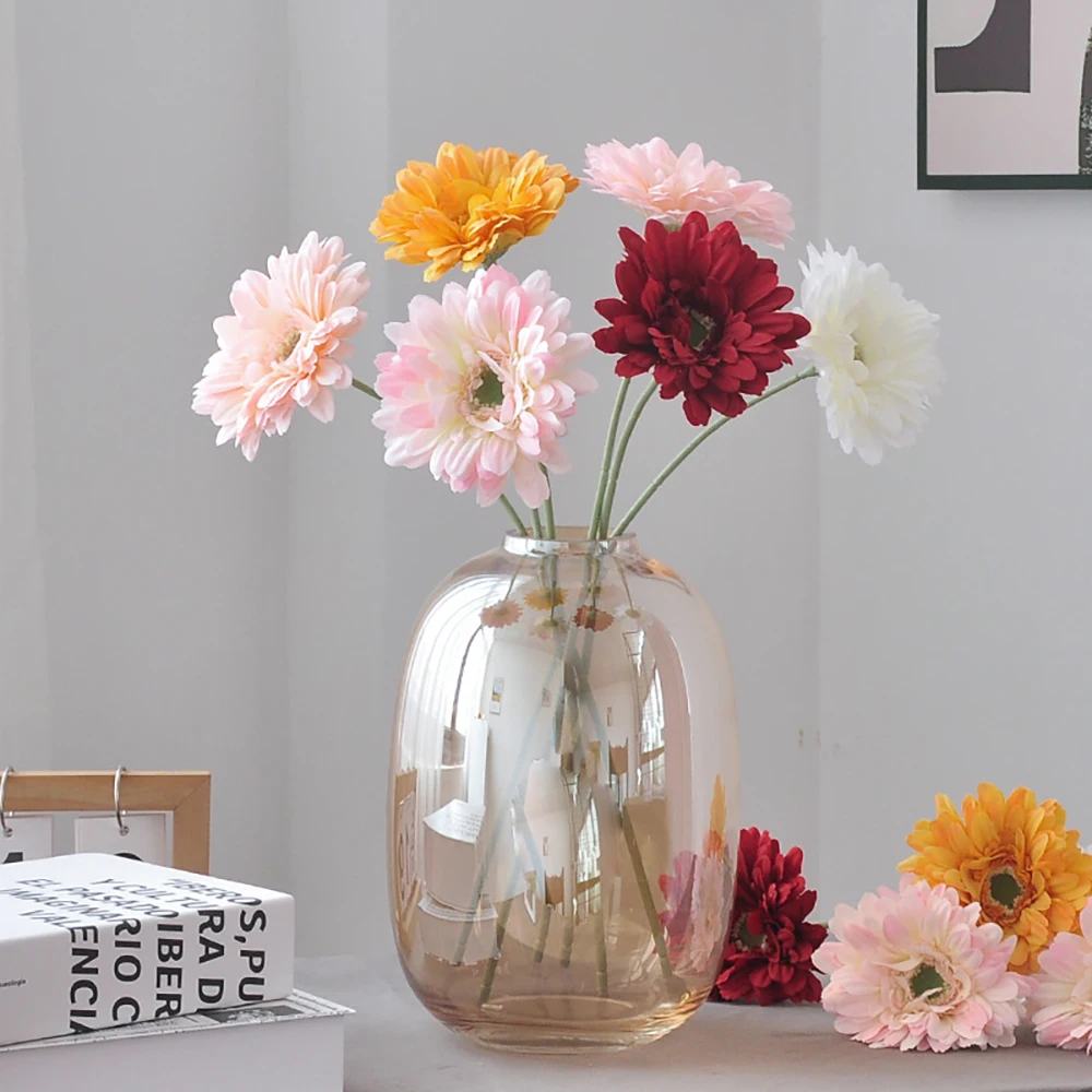 6 Stück künstliche Gerbera-Blumen aus Seide, Blumenstrauß, Heimtischdekoration, künstliche Gänseblümchen, DIY-Fotorequisiten, Blumenarrangements, Hochzeitsdekoration – Detail 3