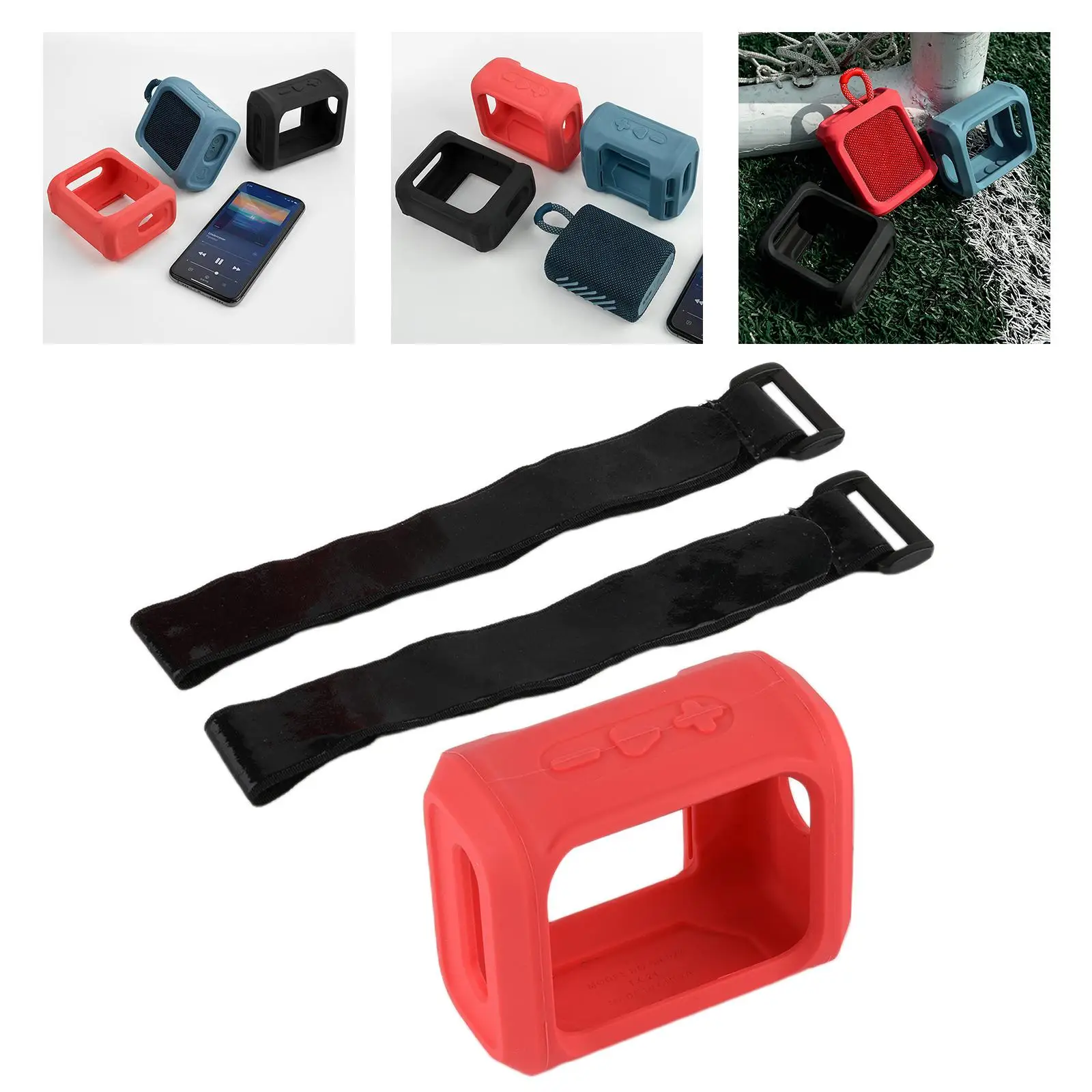 

Silicone Case for JBL Go 3 Portable Speaker with Speaker Mount Strap for Bike Travel Carrying Case Speaker Cover