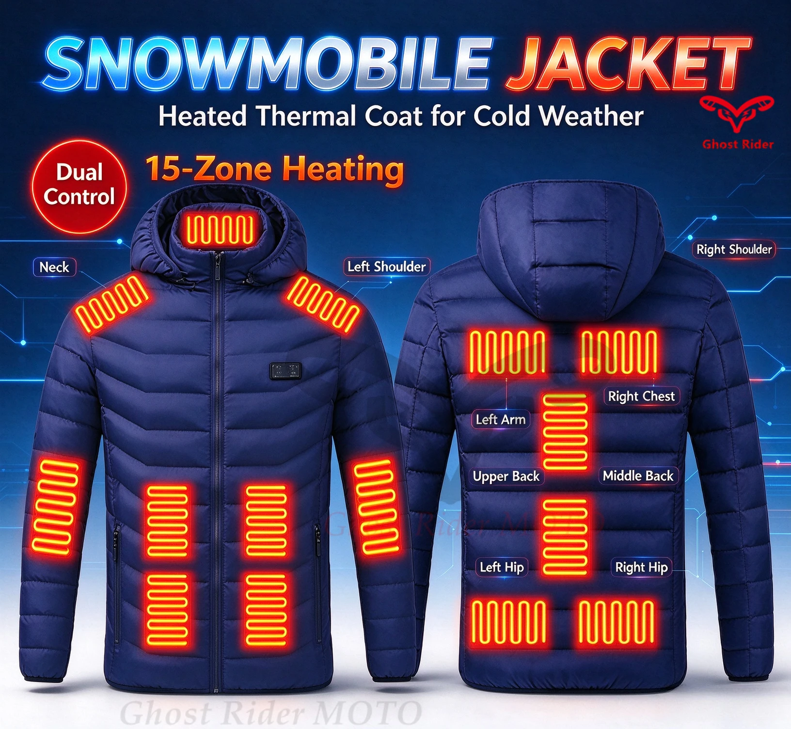 Winter motorcycle jacket intelligent electric heating clothing heating jacket constant temperature cotton clothing USB heating