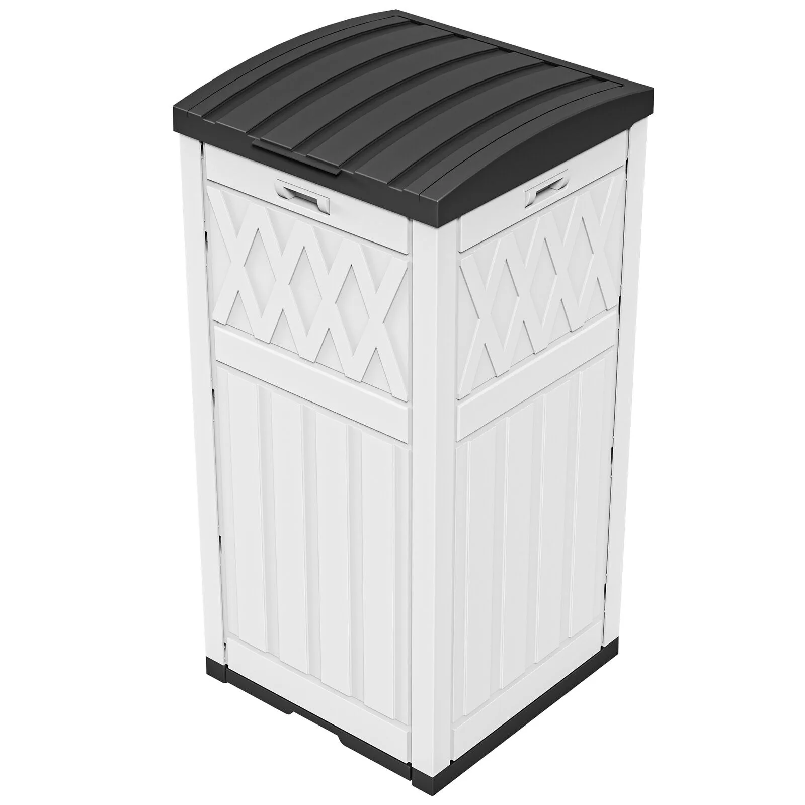 US 33 Gallon Outdoor Trash Can w/ Tiered Lid and Drip Tray Waterproof Garbage Can