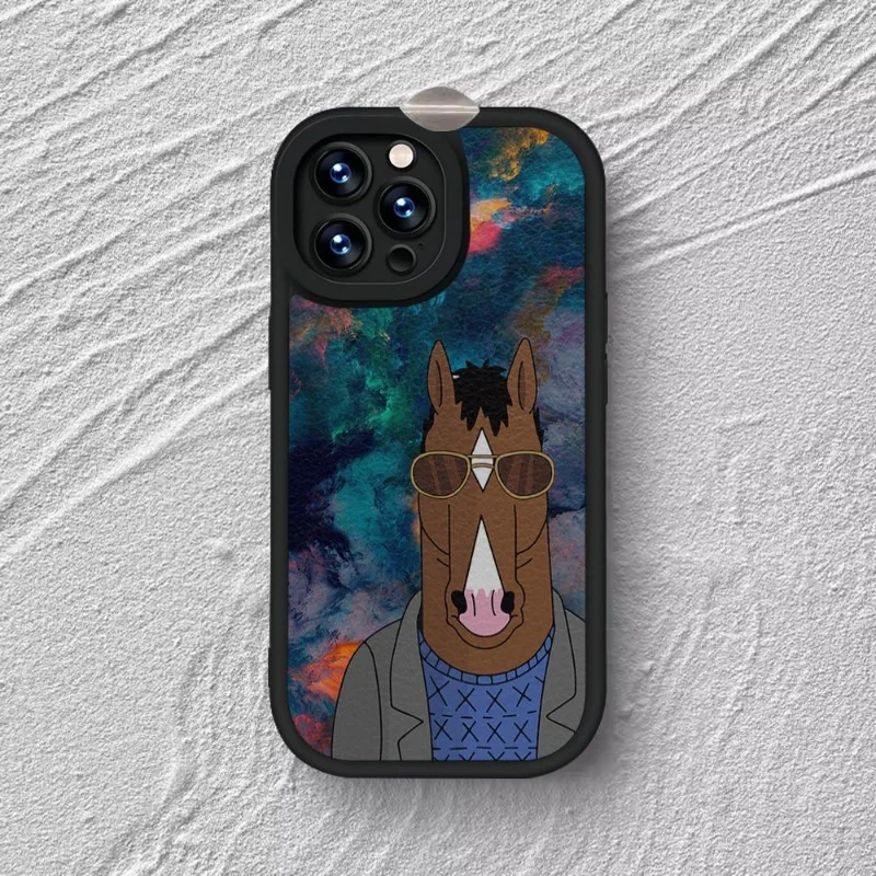 B-BoJack Horseman Phone Case Silicone Soft For IPhone 15 11 14 13 12 Pro Max Mini Xs X Xr 7 8 Plus SE2020 Black Leather Coque