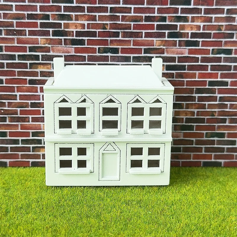 1:12 Dollhouse Miniatures White Wooden Villa Small House Model Funiture Accessories For Doll House Decor Kids Pretend Play Toys