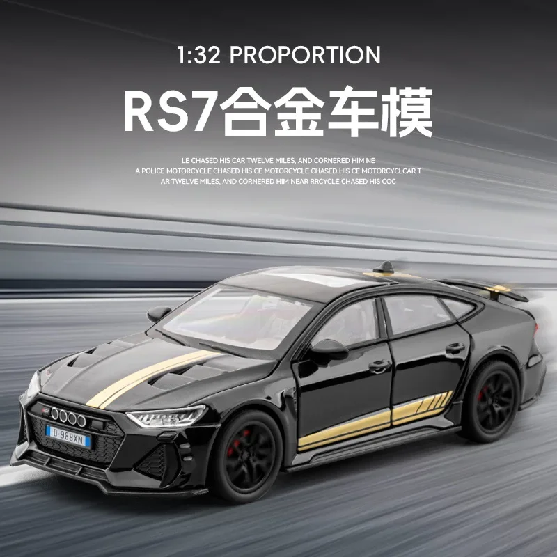 1: 32 Audi RS7 simulation alloy sports car model with sound, light, and feedback, six door toy car ornaments