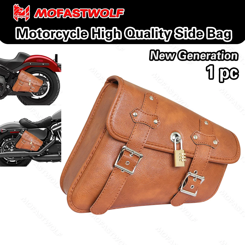 

Motorcycle Swingarm Bag Left Side Solo Bag Retro Leather Swing Arm Bags for Softail Models Dyna Low Rider Motorcycle Accessories
