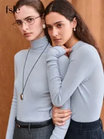 FSLE【Premium Series】German Biella Wool Autumn Super Fine Washable Seamless One-Piece Mock Neck Thermal Base Layer Shirt Women - Image 3