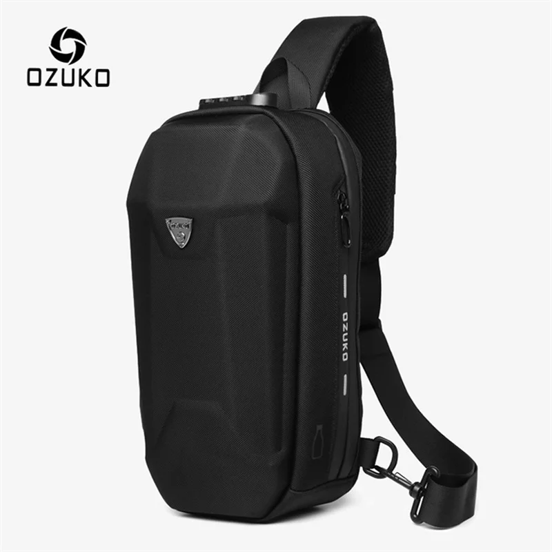 

OZUKO Party bag for man Multifunction Anti-theft Shoulder Bags Male Waterproof USB Charge Short Trip Messenger Chest Bag
