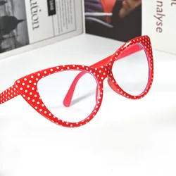 Cubojue Cat Eye Reading Glasses Women Eyeglasses Frame Female Red Black White Dot Anti Blue Light Reflection +100 150 200 250