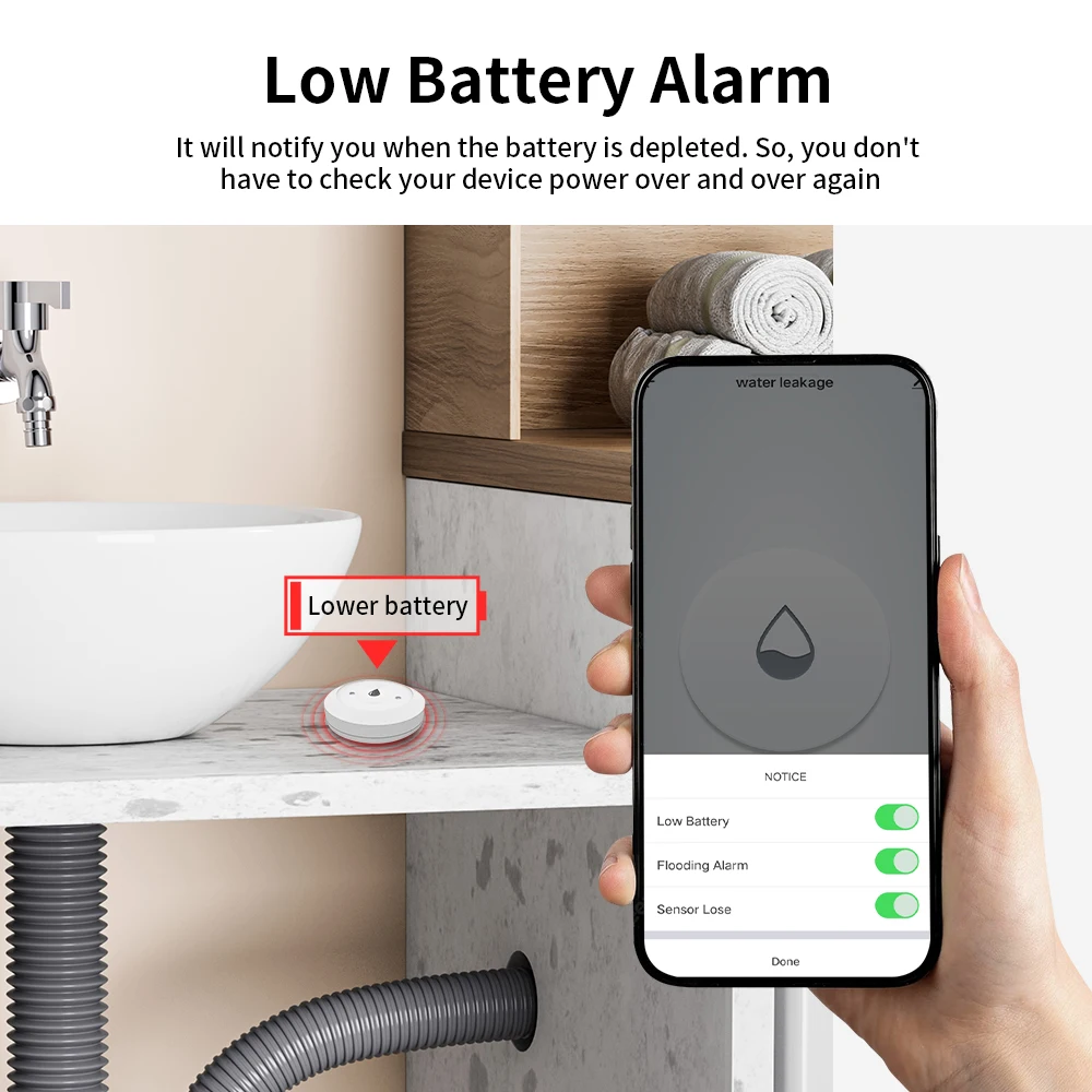 TNCE Water Sensor with Tuya zigbee zigbee2mqtt home assistant, Water Leakage/Level Detector, smart Linkage Alarm, Remote Monitor image 6