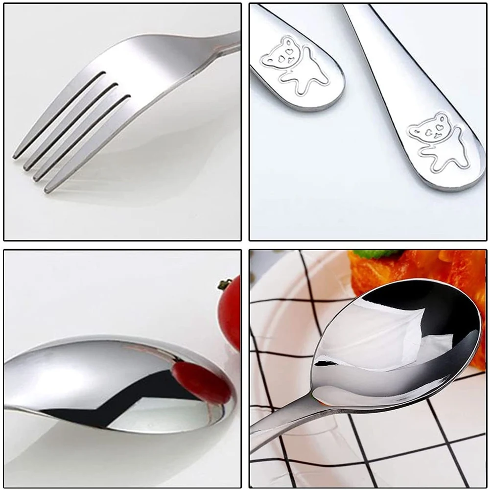 

A67M-Детское серебро из нержавеющей стали, детские безопасные столовые приборы, маленький медвежонок, детский набор ложек и вилок, посуда для малышей