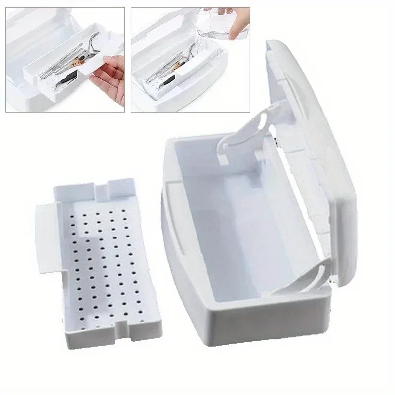 1PC Nail Sterilization Box Nail Tools Sterilization Box False Eyelash Cleaning Box Alcohol Cleaning Soaking Filter Box