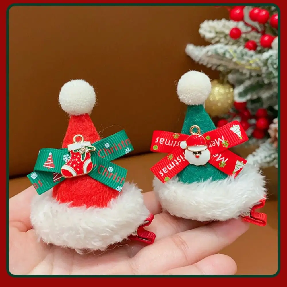 Merry Christmas Decor Christmas Hairpin Sequin Santa Claus Children Deer antler Hair Clip Snowflake Red Barrette