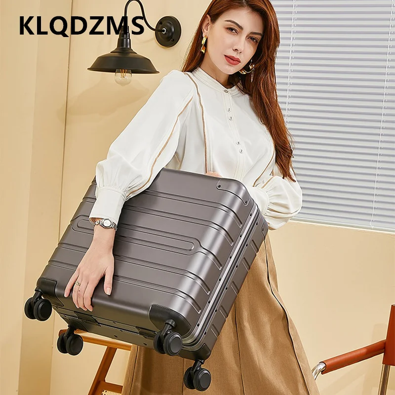 KLQDZMS Men's Luggage All Aluminum Magnesium Alloy Boarding Box Small Luggage Women's Business 18-inch  Password Boxes Suitcase