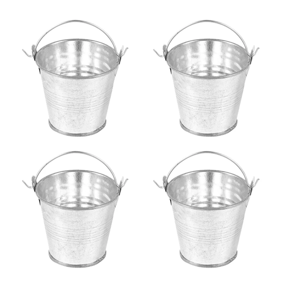 4Pcs Mini Buckets Metal Flower Bucket Pot Small Pails Iron Planter Party Tin Holder Galvanized Plant Favors Pots Hanging