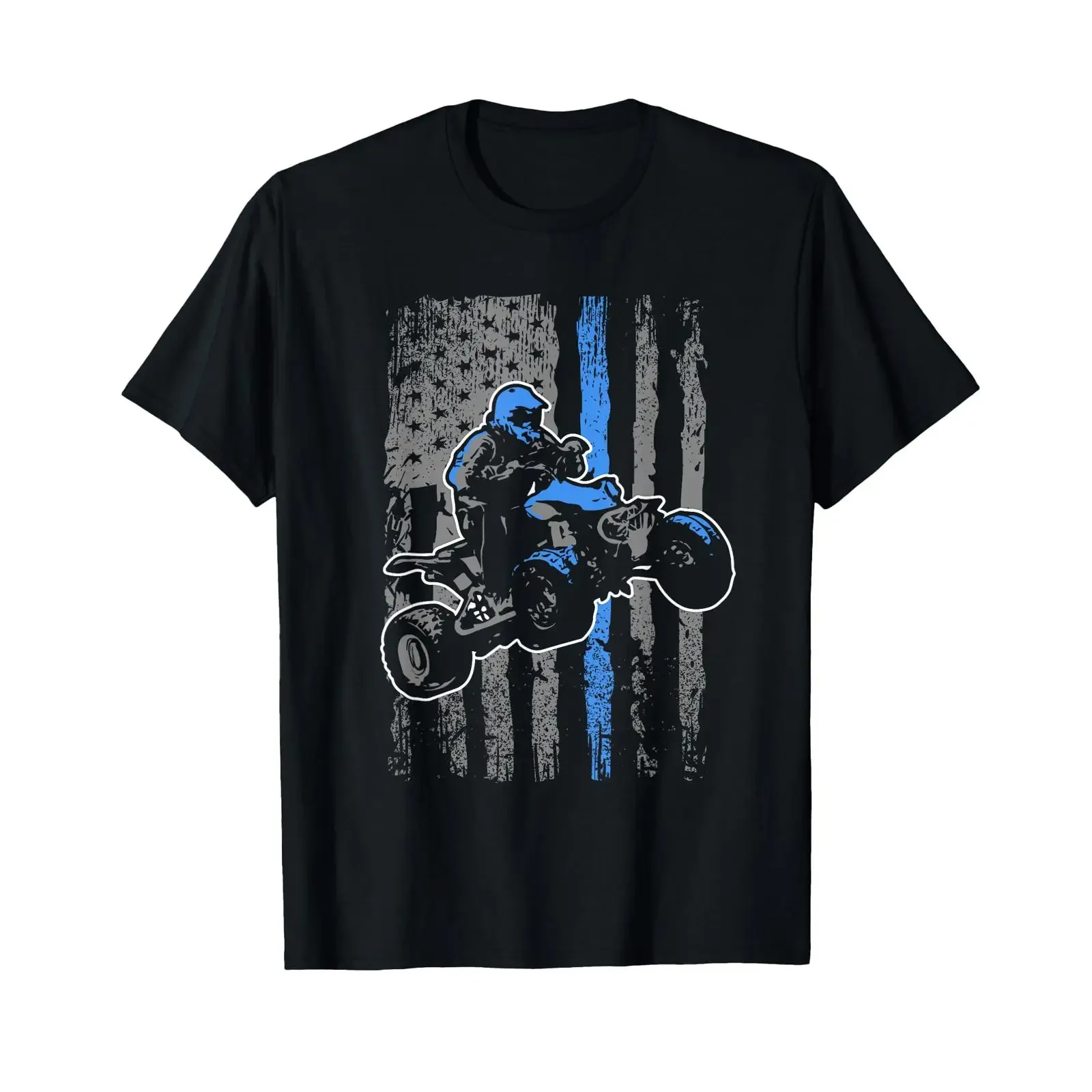 T-Shirt mit amerikanischer Flagge, Four Wheeler Quad Men ATV Riding T-Shirt, klein, Vintage-Stil, gewaschen, vielseitig, dehnbar, bequem, weich, lässig, mit Grafik