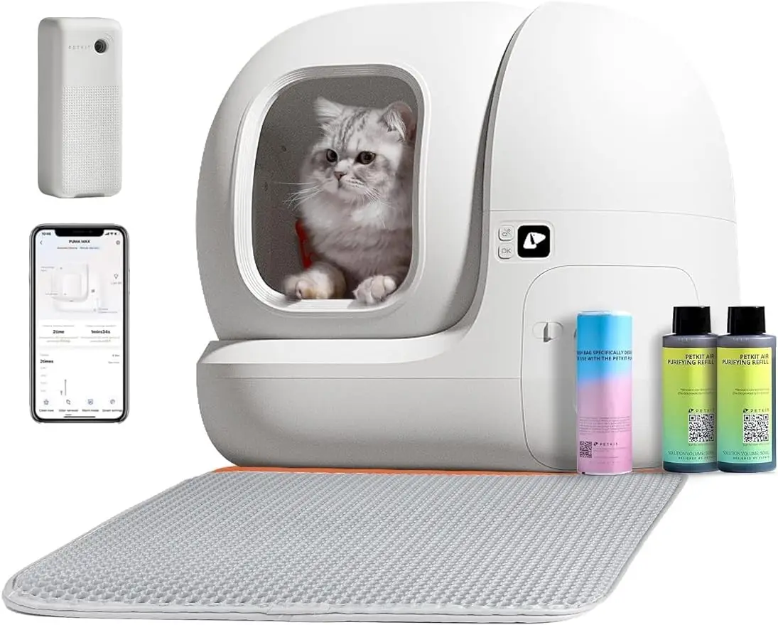 

Self Cleaning Cat Litter Box, PuraMax Cat Litter Box for Multiple Cats, App Control/xSecure