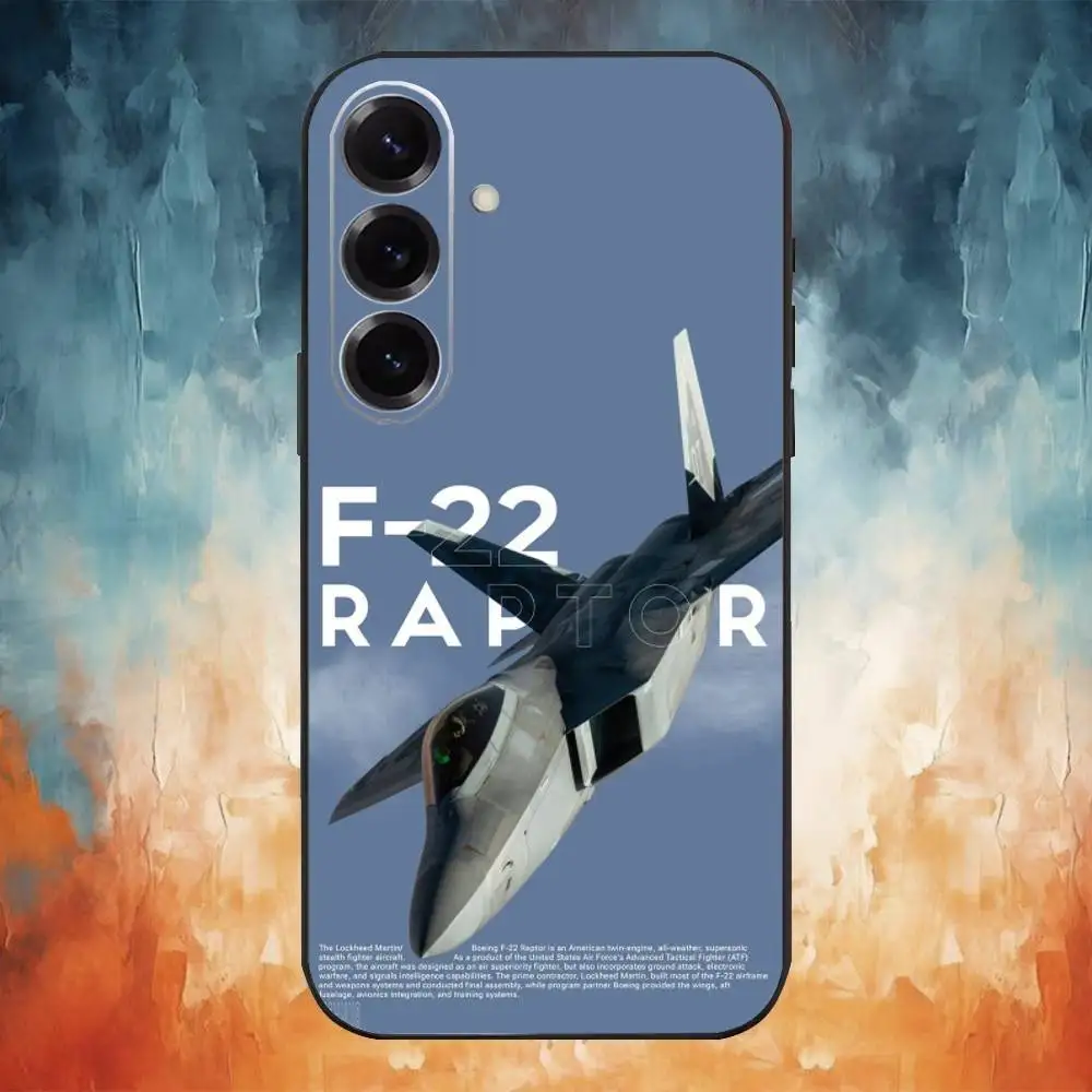 Custodia per telefono F-22 raptor con poster per aereo da caccia per Samsung Galaxy A73, A72, A71, A70, A53, A52, A51, altre morbide coperture nere