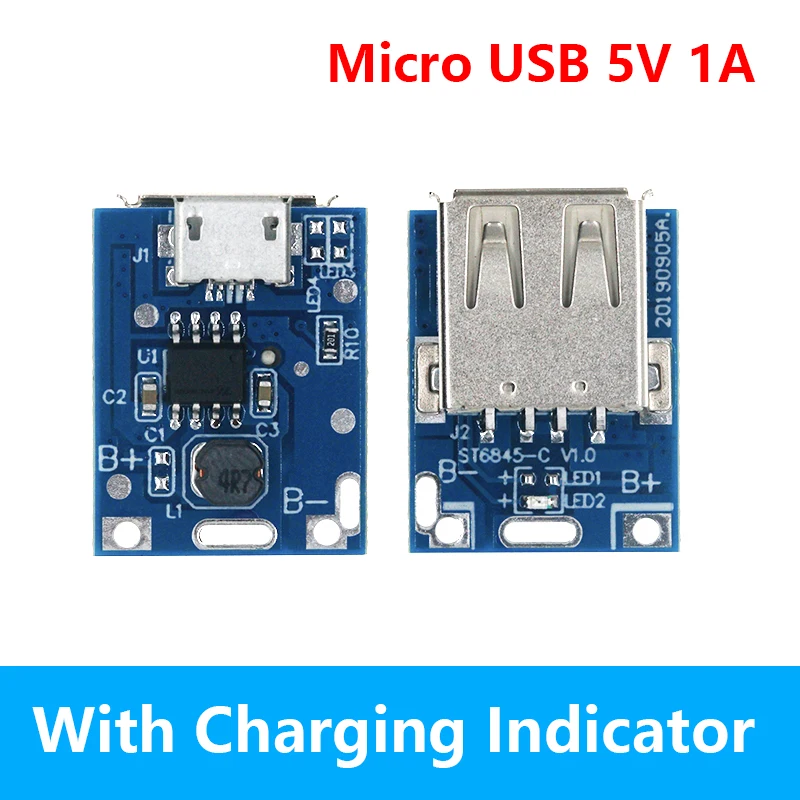 Convertidor de refuerzo tipo C / Micro USB, accesorios de Banco de energía móvil con indicador LED de protección, 5V, 1A, 2A