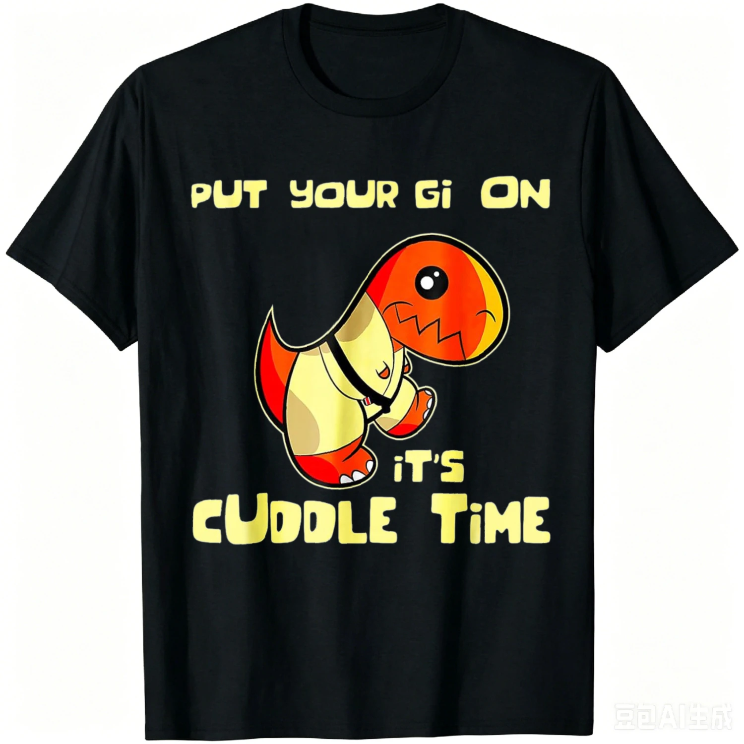 Retro Jitsusaurus Put Your Gi on It's Cuddle Time BJJ Funny T-Shirt Unisex Summer Streetwear Tops Cotton Tee Camiseta Hombre