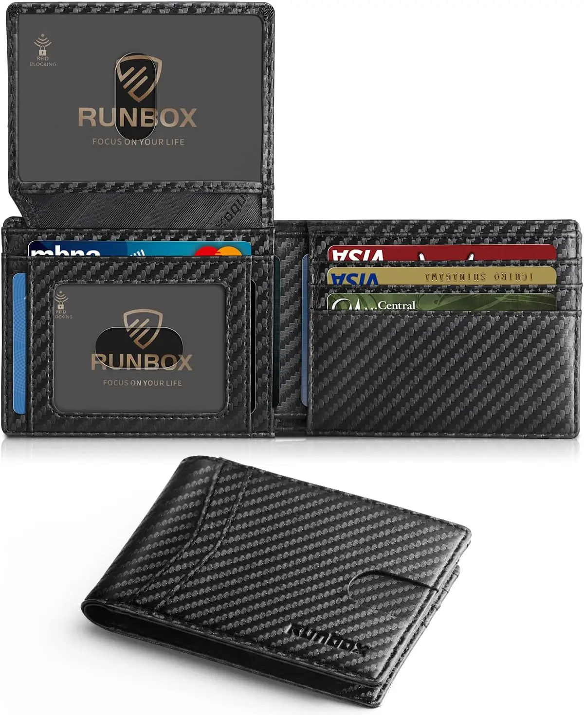 

Slim RFID Leather Wallet for Men, 2 ID Windows, Gift Box Included