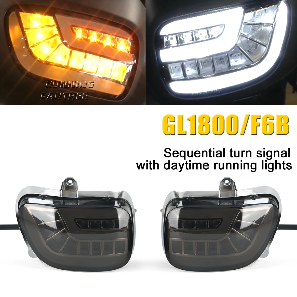 

GL 1800 Motorcycle Front LED Turn Signals W/DRL Running Lamp Left&Right For Honda Goldwing Gold Wing GL1800 F6B 2001-2017