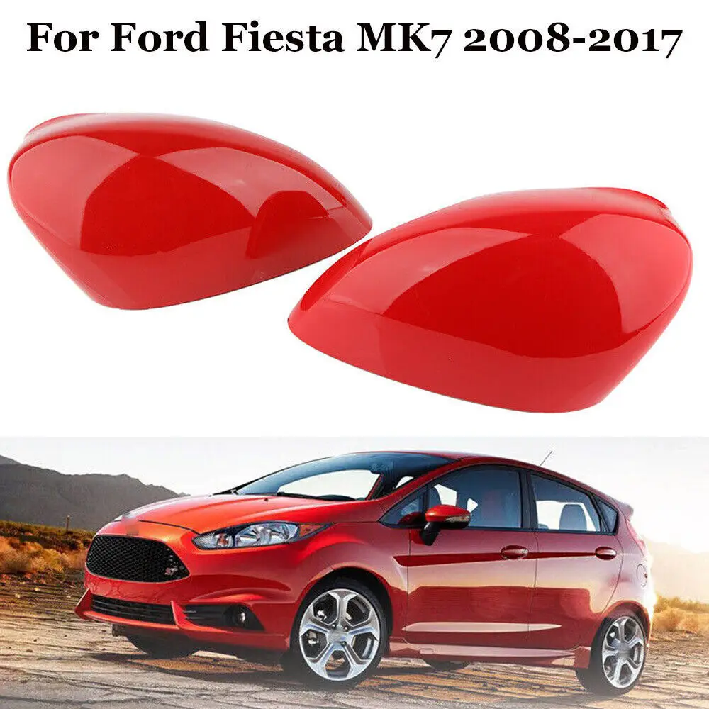 Left Right Car Side Rear View Wing Mirror Cover Cap Red For Ford Fiesta MK7 2008-2017 Rear View Mirror Cap Cover Car Accessories