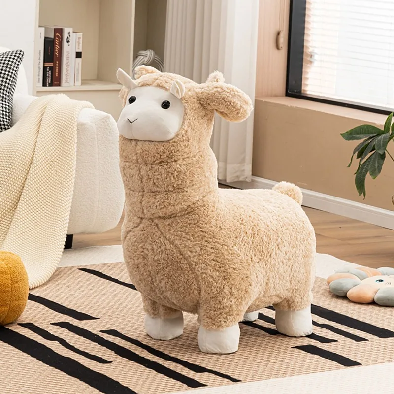 Creative animal stool, alpaca doll shaped seat, children's cute sheep mount, sofa sofa
