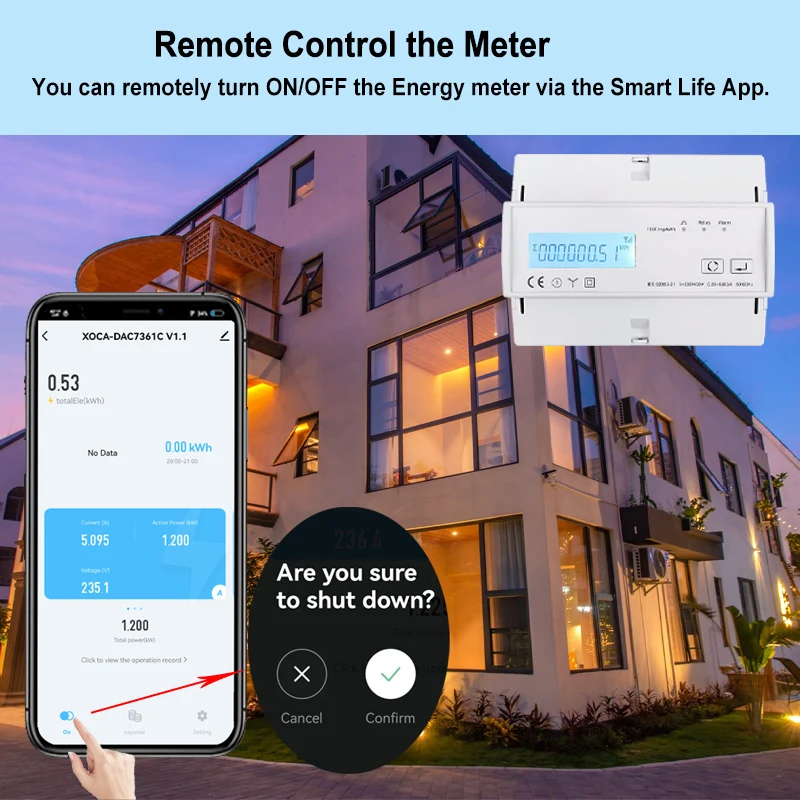 Tuya ZigBee 3 المرحلة ثنائي الاتجاه متعدد التعريفات مقياس الطاقة App مراقب دعم الطاقة Modbus RTU 3*110/190 فولت 230/400VAC 50/60 هرتز