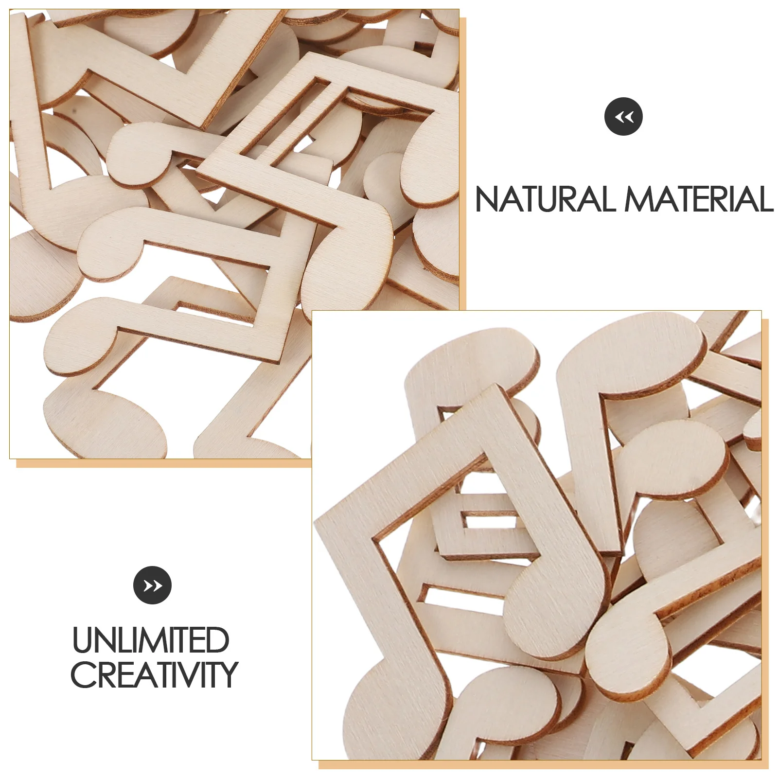 Tranches de notes musicales en bois non peintes, artisanat de bricolage pour enfants, fournitures artistiques, décorations Graffiti, pièces en bois sur le thème musical