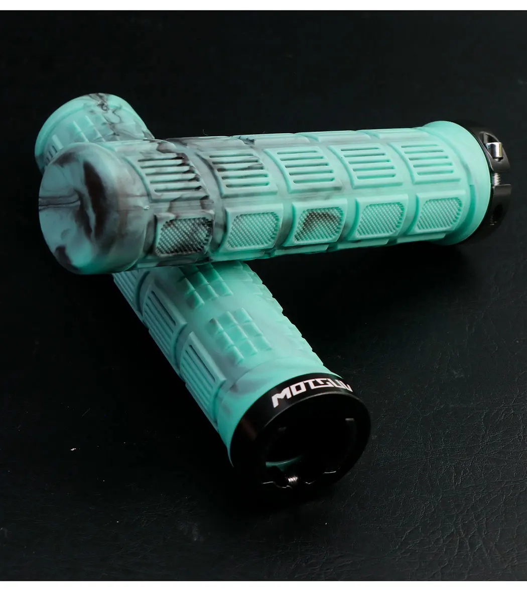 Mountainbike-Lenkergriffe, zweifarbig, Aluminiumlegierung, rutschfestes Gummi, ergonomisches Design für bequemes Radfahren auf der Straße – Detail 15