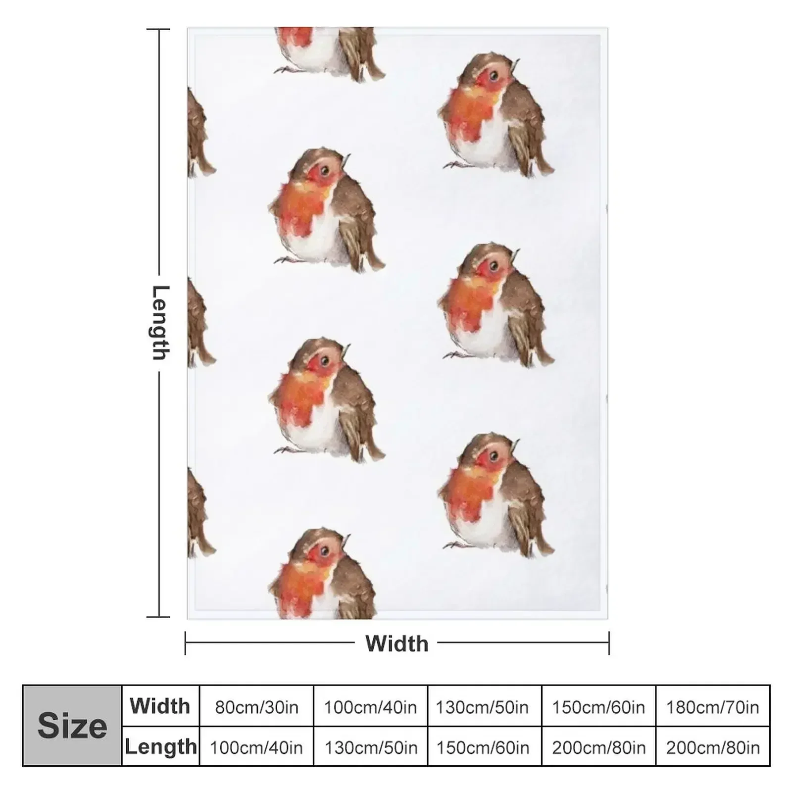 Robin Watercolour Throw Blanket For Decorative Sofa warm winter wednesday Vintage Plaid on the sofa Loose Blankets
