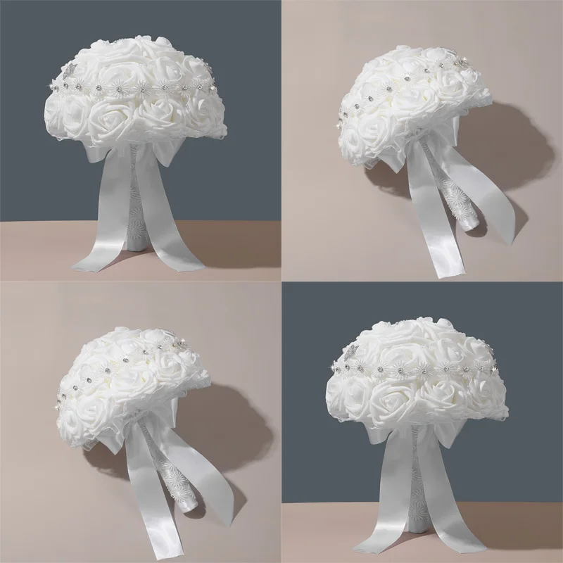 Beautiful Wedding Bouquet Bridal Bridesmaid Flower wedding bouquet artificial flower bouquet white bridal bouquets image 4