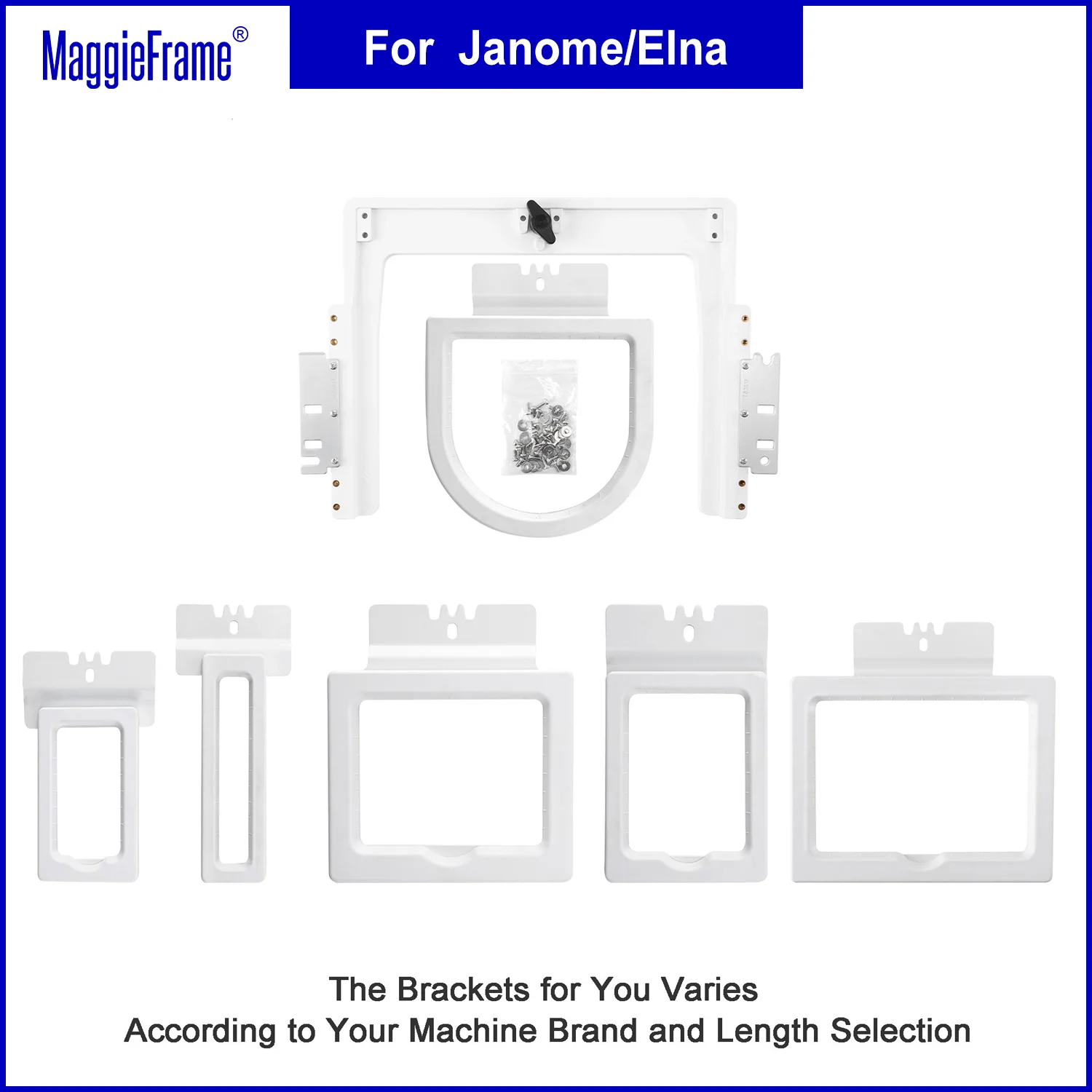 6in1 fast frame kit magnetic embroidery Hoop fit for Janome MB4 MB4SE MB7 MB7E Elna Expressive 940 970 machine