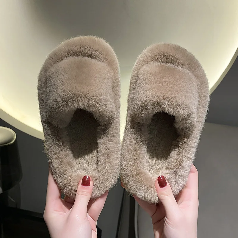 Girls Slippers Open Toe Children Furry Floor Shoes Solid Color Warm Indoor Home Cotton Slippers Soft Sole Anti Slip Kids Shoes