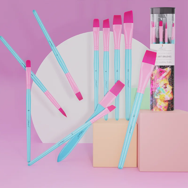 مجموعة فرش ألوان مائية زرقاء مكونة من 16 قطعة لتعلم الرسم الزيتي، لوحة أكريليك، ألوان مائية، فرش سلسلة فنية للفنانين