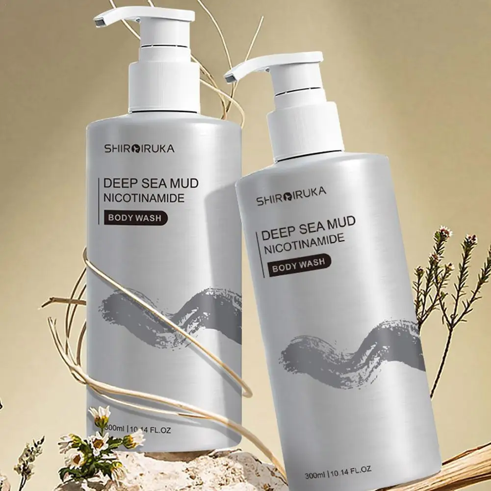 2Pcs Niacinamide Deep Sea Mud Shower Gel for Brightening and Cleansing Women Fragrant Shower Lotion 300ml