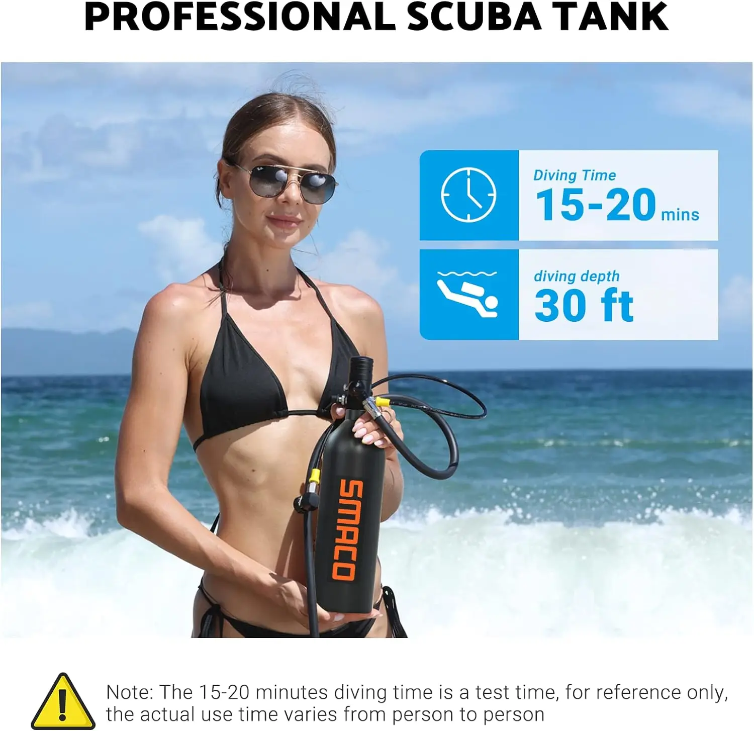 TUDIVING-1L Mini Scuba Diving Tank,Portable Oxygen Cylinder,Reusable Air Tank Support 15-20 Minutes Underwater Breathing