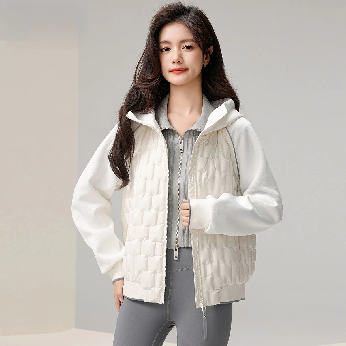 Lekka, codzienna damska kurtka puchowa, płaszcz śnieżny, sportowa kurtka uliczna, ciepła bluza z kapturem, modna i stylowa odzież wierzchnia.