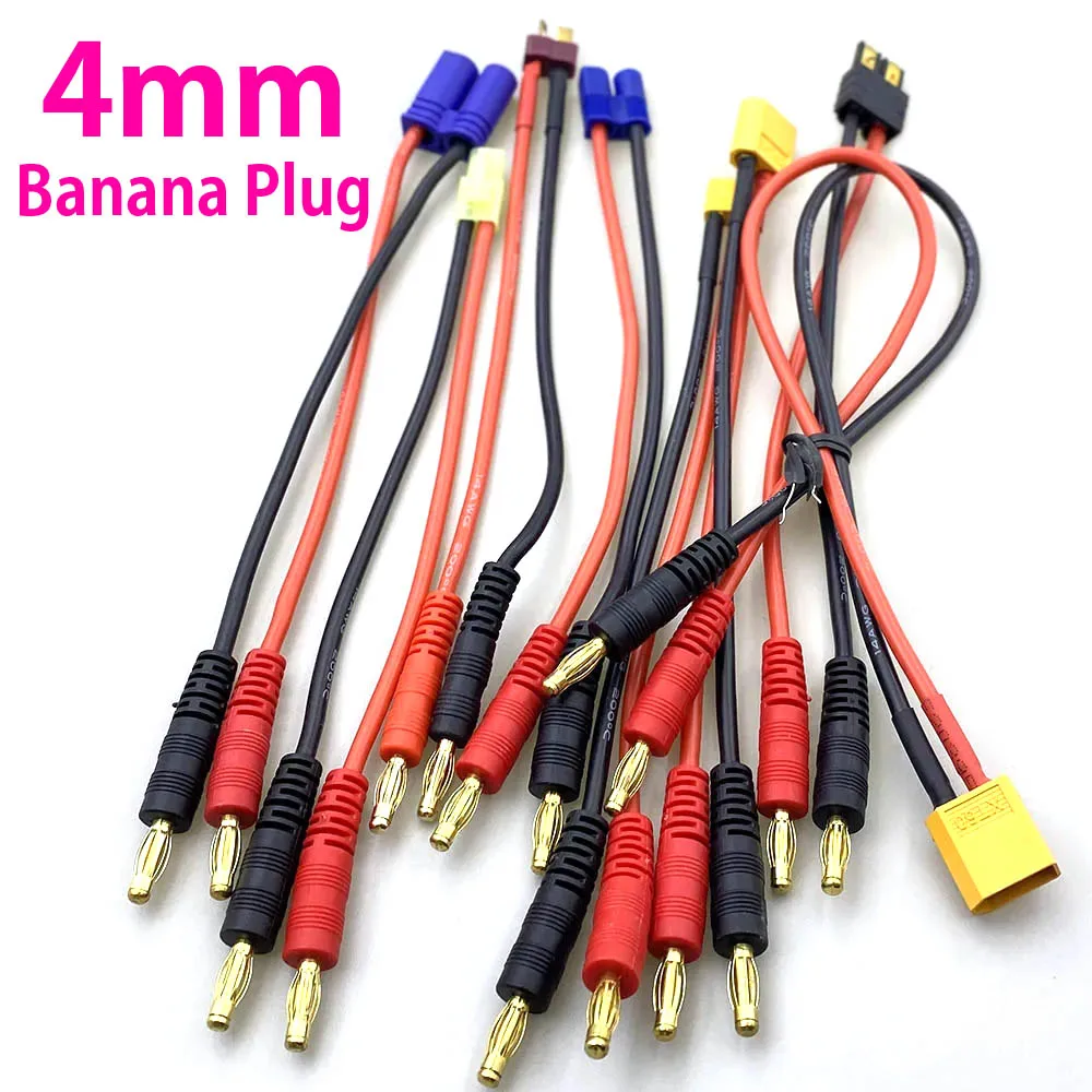 20CM XT30 XT60 EC3 EC5 Tamiya TRX T Plug Charging Cable to 4.0mm Banana Plug Charging Cable Silicone Wire 14AWG for Lipo Battery