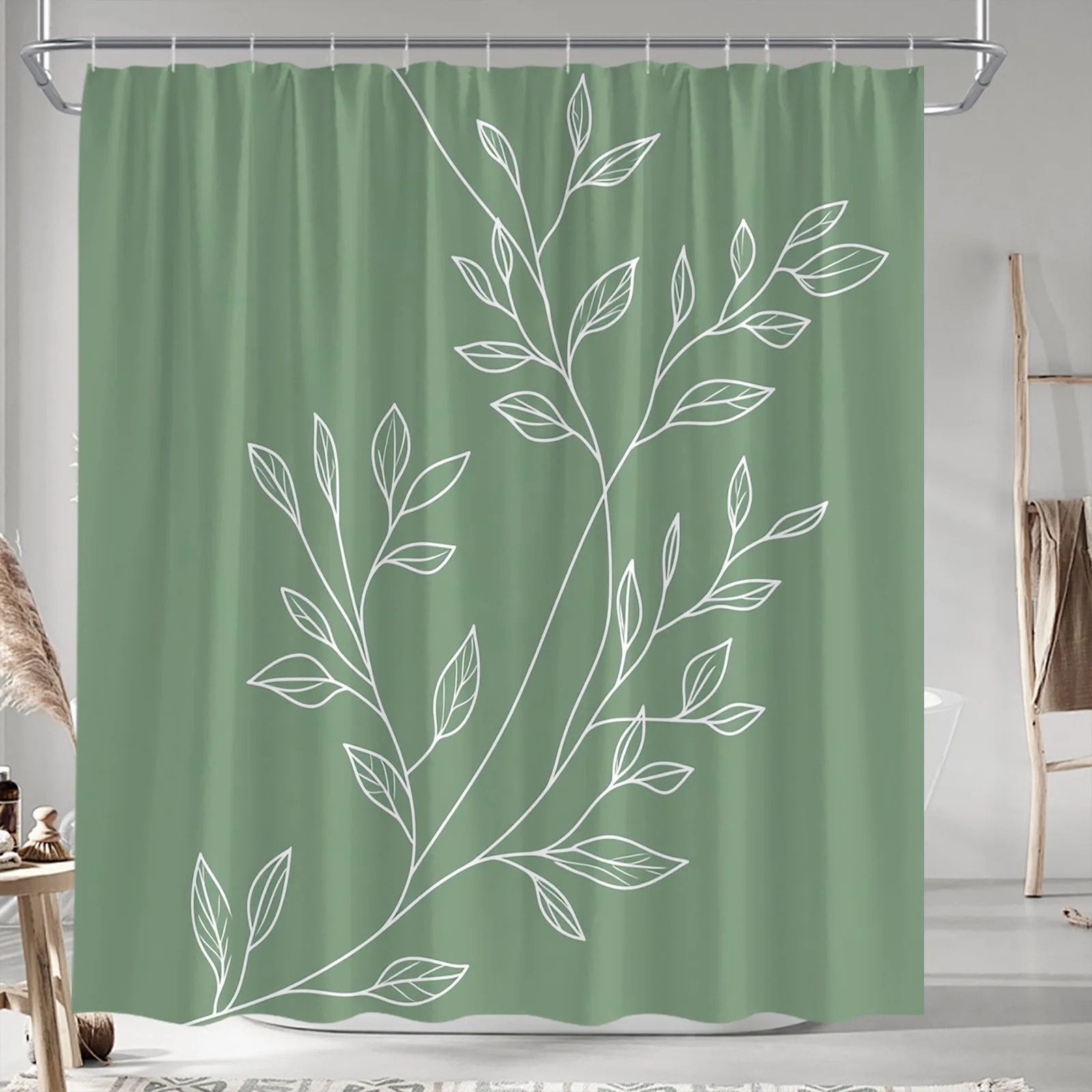 

Shower Curtain Minimalist Tree Leaf Print Polyester 70.8x70.8 Inch Machine Washable