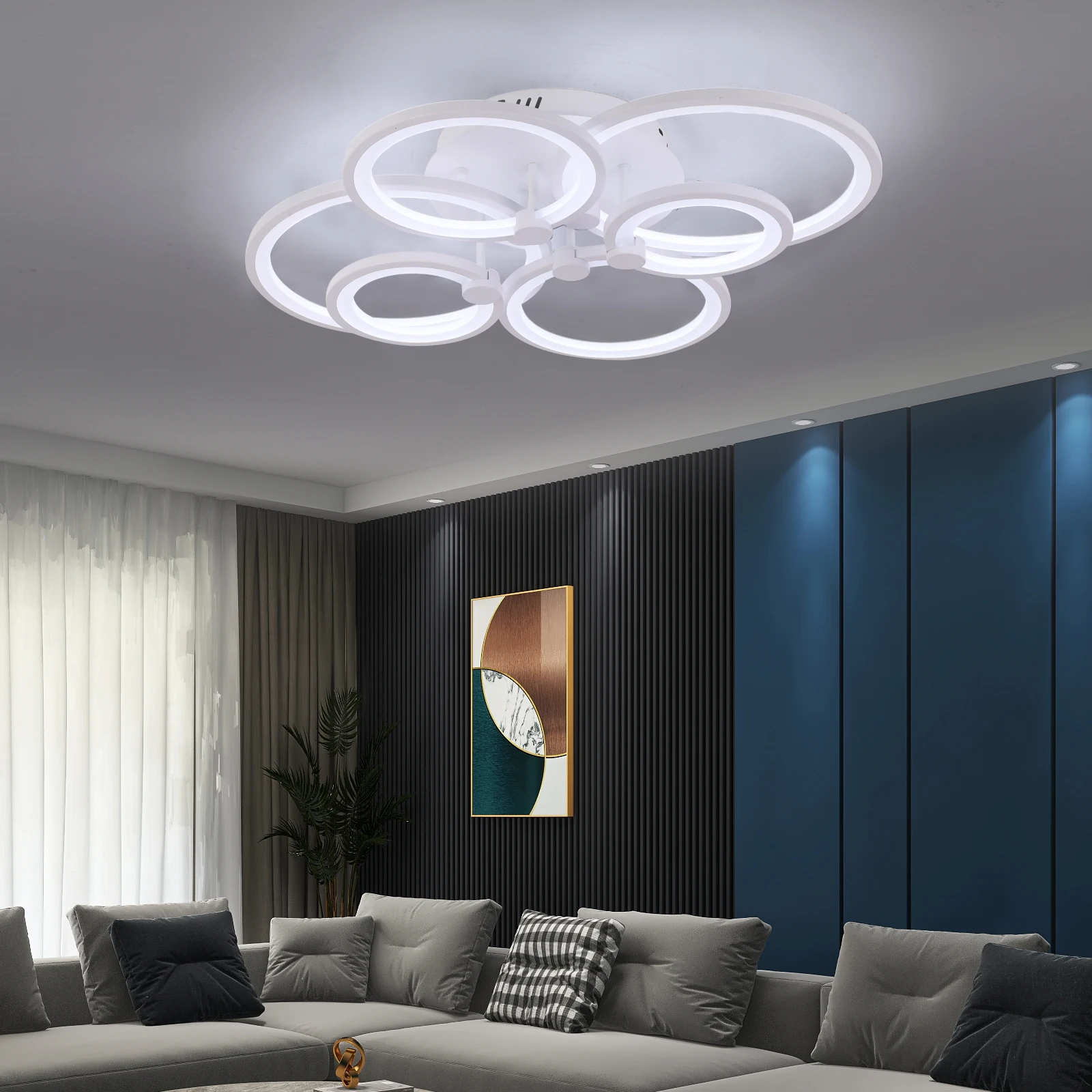 Modern Ring Ceiling Lamp Acrylic Indoor Chandeliers For Dining Room Lamp Crystal Chandelier Led Plafon For Home Simpl Dimmer