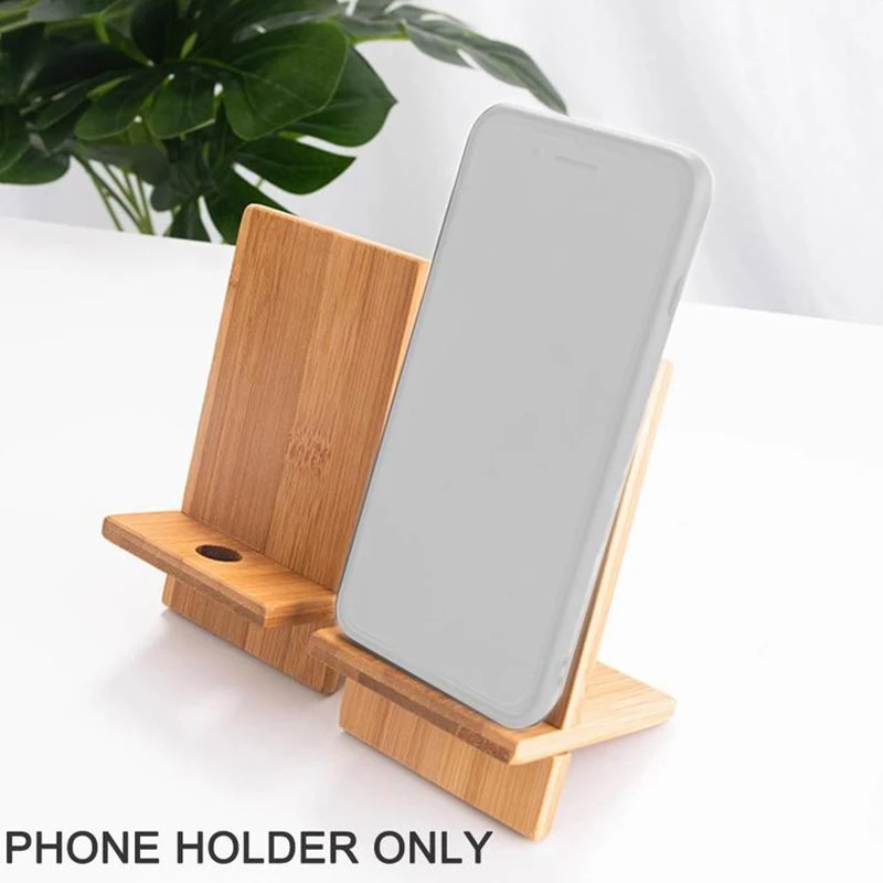 Bamboo Wooden Mobile Phone Holder Portable Smartphone Support Tablet Stand Desk Cell Phone Charging Dock