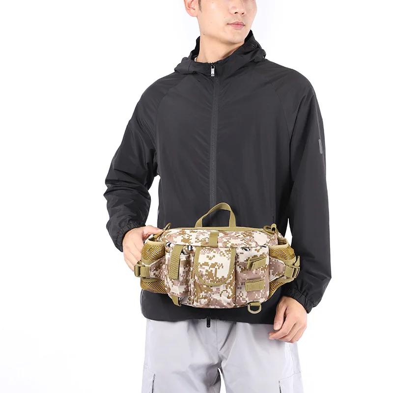 

Outdoor camouflage waist bag, sports cycling, mountain climbing, durable Oxford water bottle storage crossbody bag