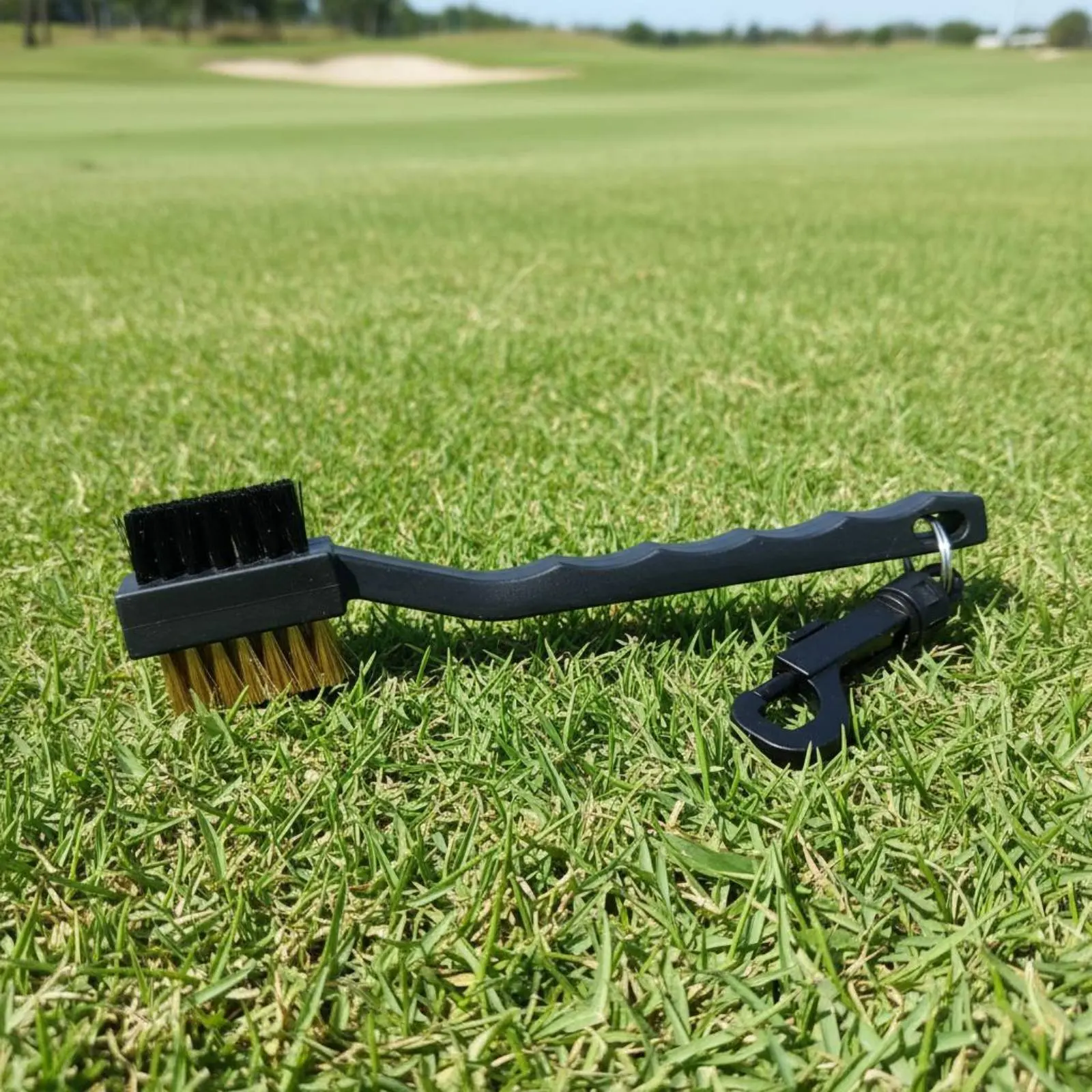 Double-Sided Golf Club Brush Copper Bristles Long Handle Golf Brush Sports Accessory Sturdy and Long-Lasting Comfortable Grip