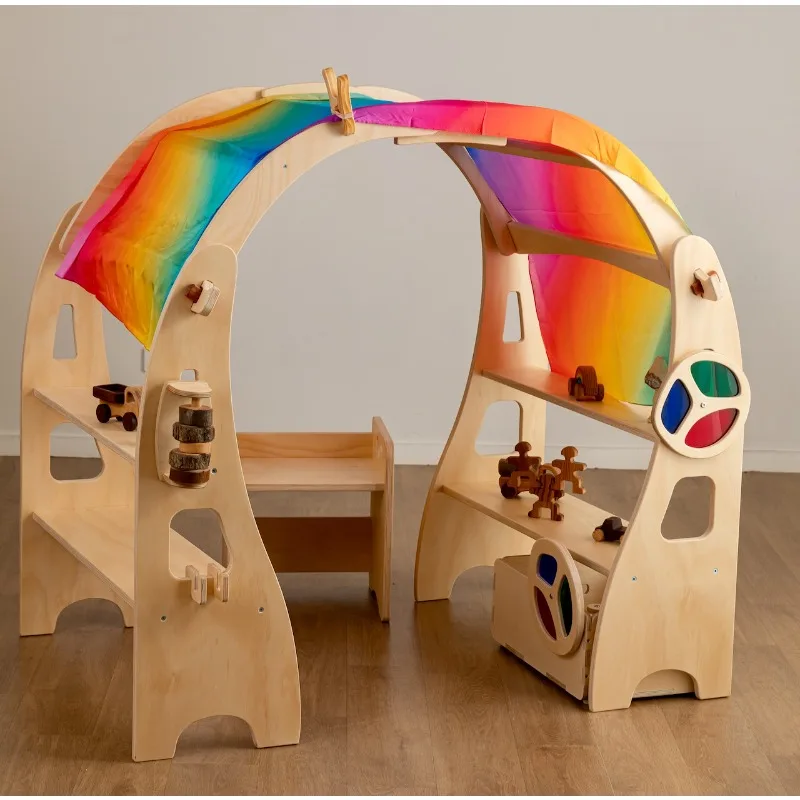 Children's Day Care Library Bookshelf, Birch Plywood Library Triple-layer Bookcase Furniture