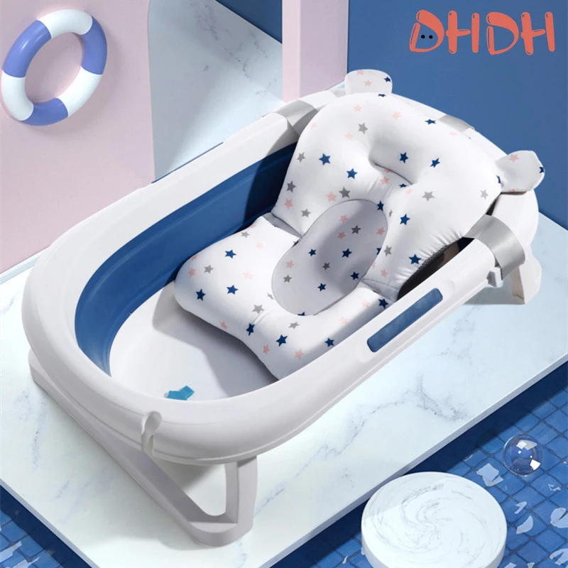 DHDH Baby Bath Seat Support Mat Foldable Baby Bath Tub Pad & Chair Newborn Bathtub Pillow Infant Anti-Slip Soft Body Cushion