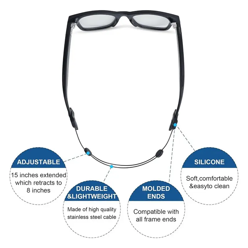 Correa ajustable para gafas ABGI, compatible con gafas inteligentes Oakley. Incluye 2 unidades de cordón de silicona para sujeta
