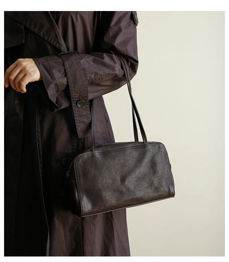 Lässige Designer-Handtasche aus weichem, echtem Leder, Damen-Umhängetasche, modisch, schlicht, luxuriös, aus echtem Rindsleder, Damen-Unterarmtasche – Detail 13