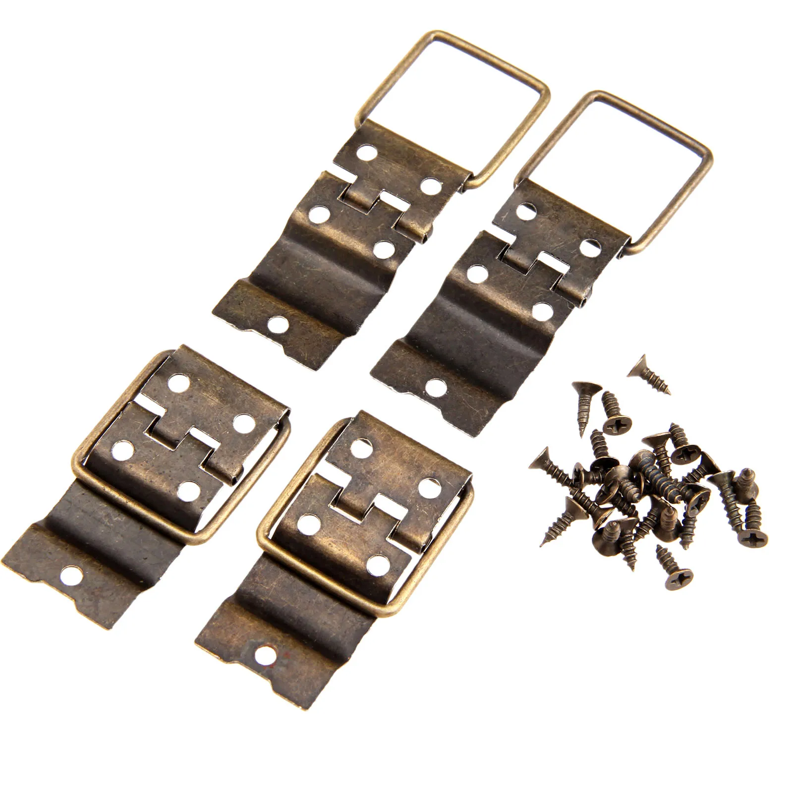 4pcs Iron Hinges Antique Bronze 38*21mm Ring Even Hinge Door Retro Jewelry Box Cabinet Furniture Hardware accessories Screws