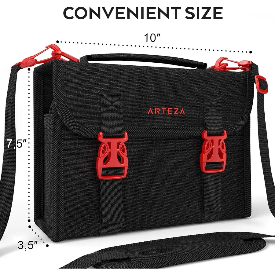 حافظة تنظيم أقلام التحديد من ARTEZA مع 108 فتحات للوازم الفنية وجيب بسحاب أصلع قابل للإزالة ومقبض حمل مثالي لـ #2